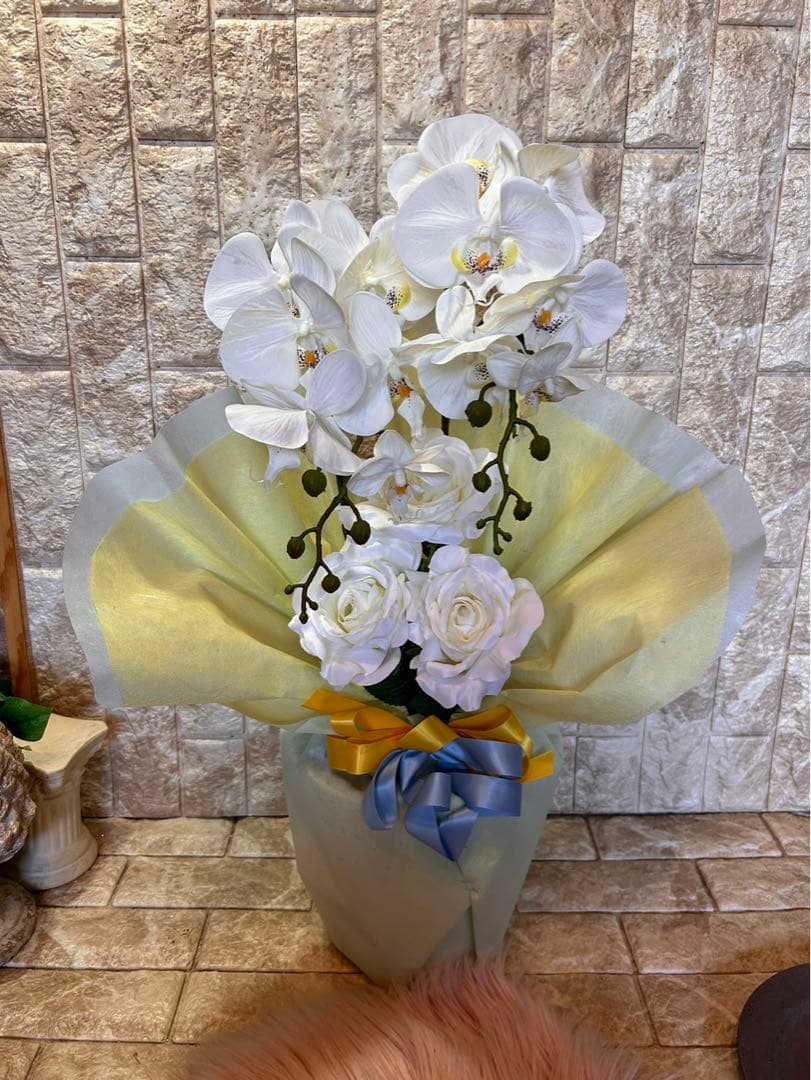 光触媒　人工観葉植物　ウォールグリーン　フェイクグリーン　胡蝶蘭アレンジ6832