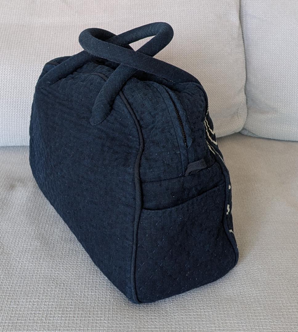 古布 藍染 手作り ハンドバッグ ヴィンテージ 36cm Indigo Blue