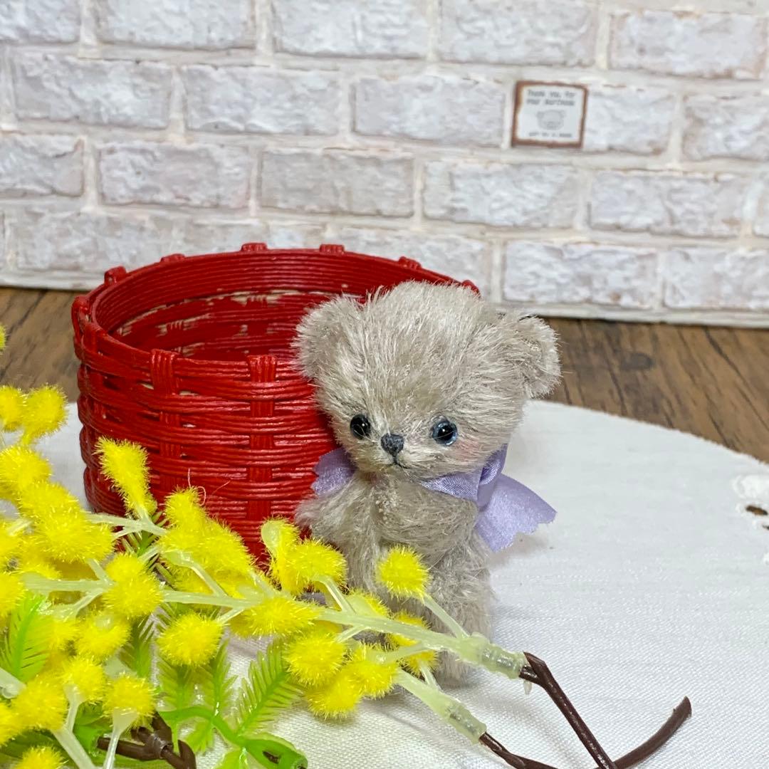 テディベア グレージュカラー 小さな熊 可愛いくま シュタイフ ぬい撮り