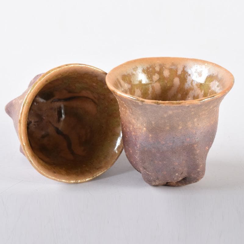 萬古焼　紫光窯　林光作　酒盃揃　ぐい呑　六客　共布共箱　N　7406