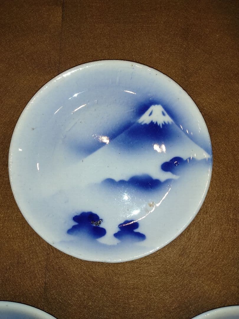 染付　富士山　 丸皿　 5枚セット