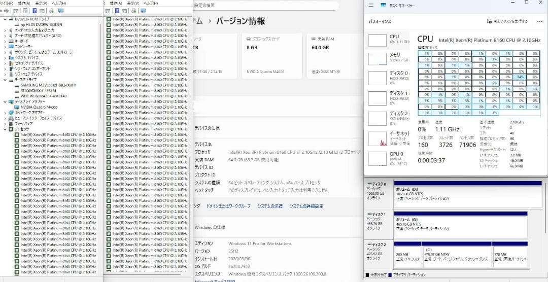 Z8 G4 XEON Platinum 8160 2基 SSD512GB