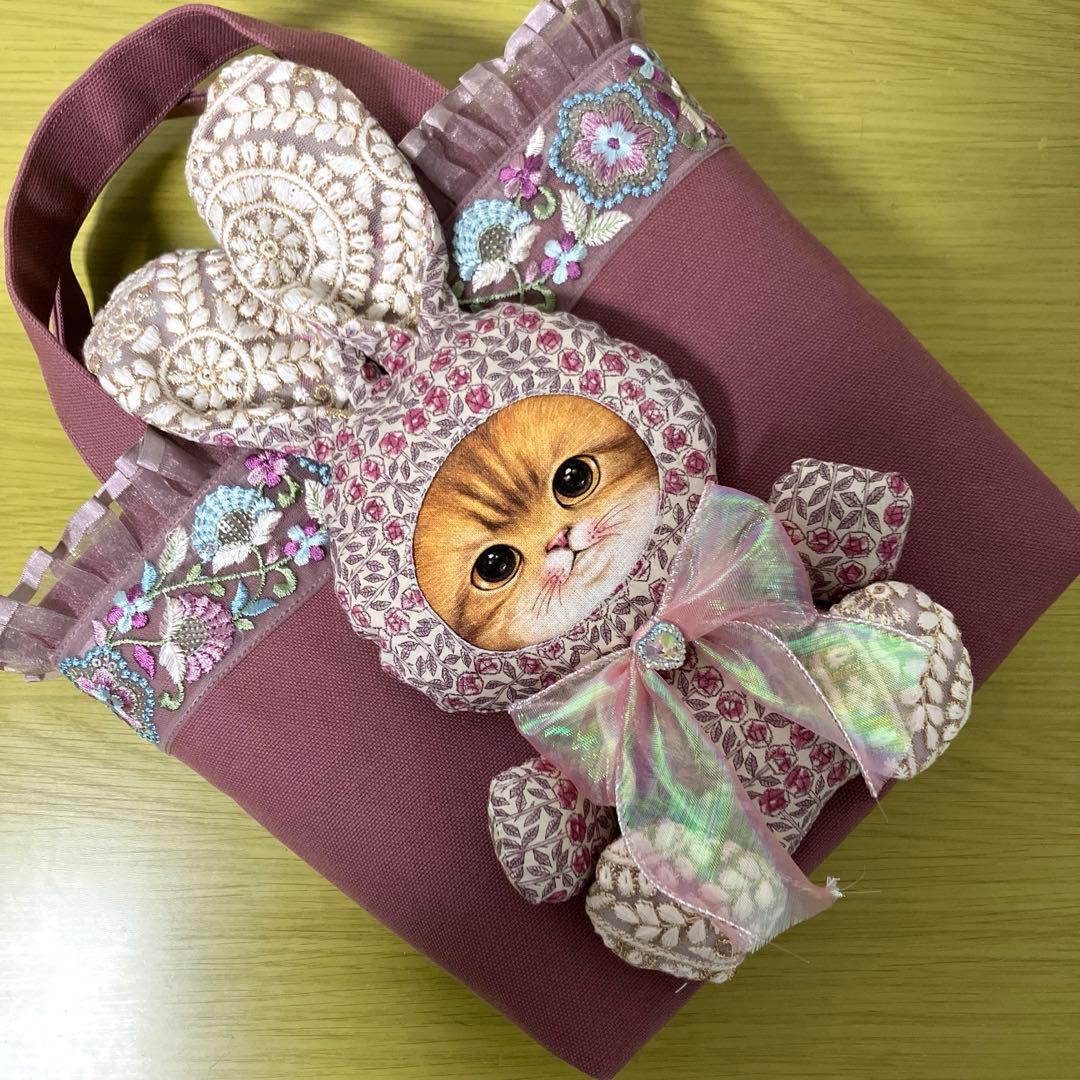 ま*ー様 コヤンイサムチョン　リバティ　インド刺繍リボン　帆布　横33縦24マチ