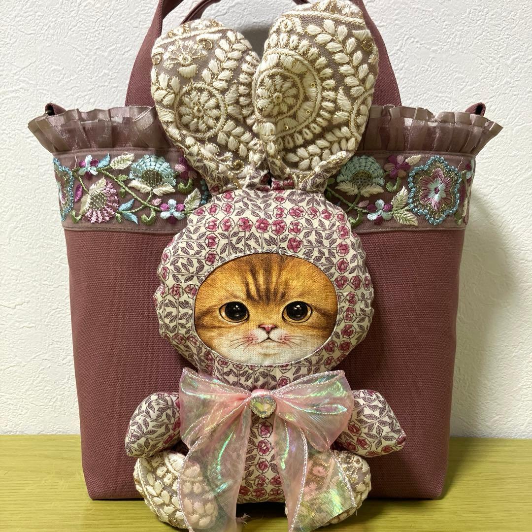 ま*ー様 コヤンイサムチョン　リバティ　インド刺繍リボン　帆布　横33縦24マチ