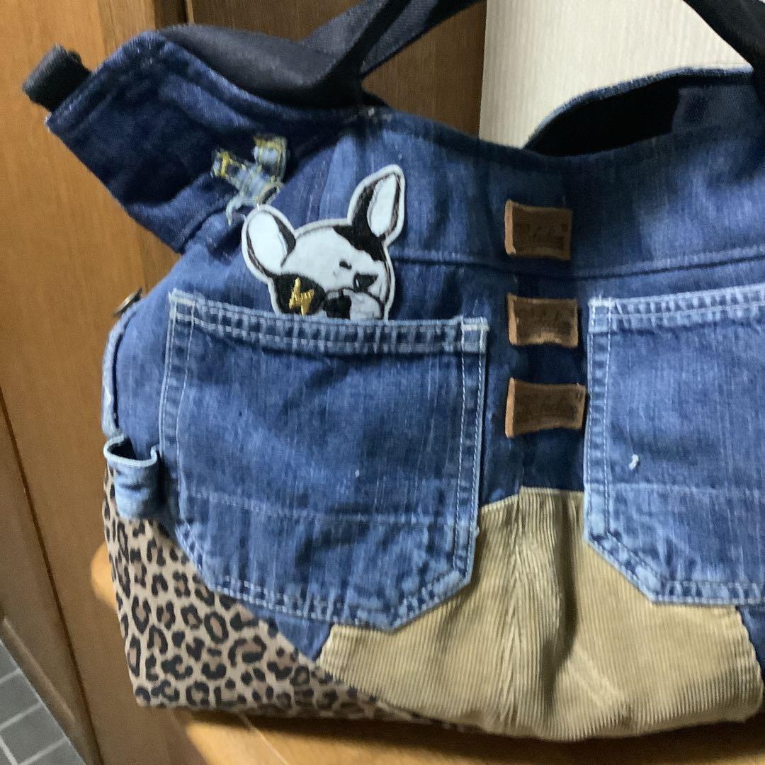 ハンドメイド　リメイクデニム　トートバッグ　LLサイズ　Dカン付き