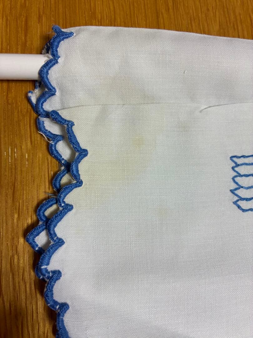 フランス ヴィンテージ 手刺繍シェフのキッチン図ブルーワーク 1930〜50年代
