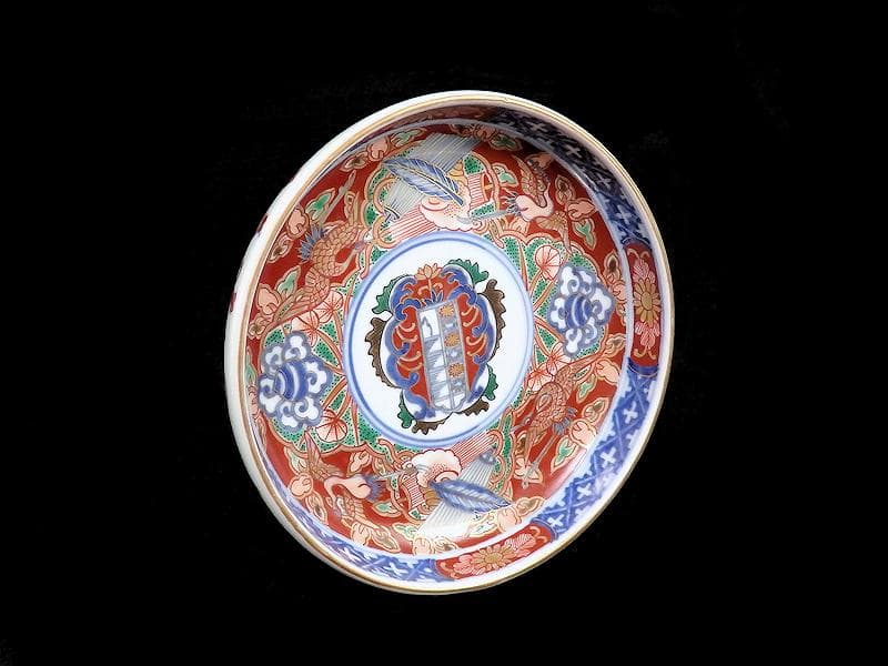 大聖寺伊万里　金襴手　鶴に吉祥紋の図　５寸半皿　041AS-CAl