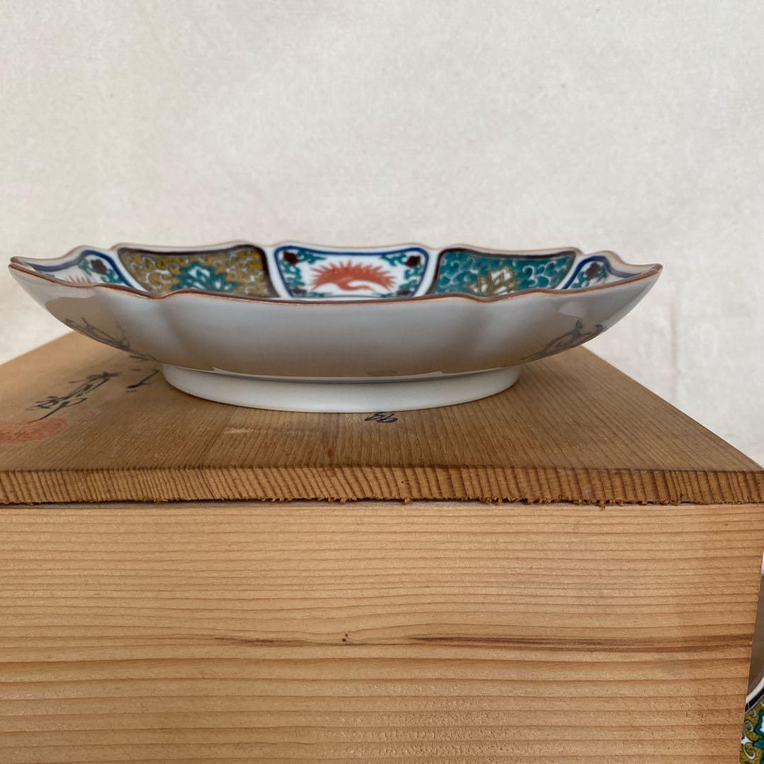 青郊窯　九谷焼　KUTANI 八角中皿　唐子　童子　工芸品　伝統工芸　送料無料