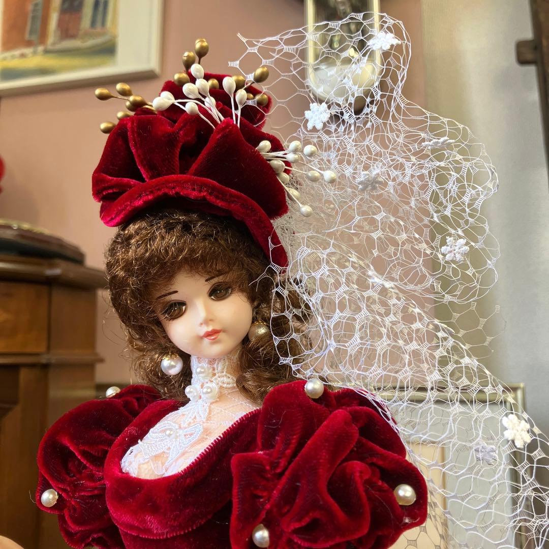超美品　アンティーク　フランス人形　ドール　ドレス　パール　専用クリアケース付