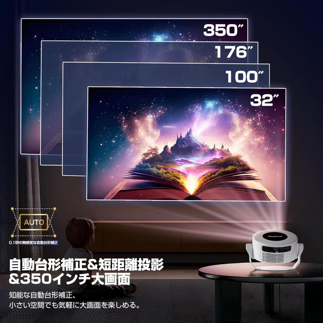 【開封済・未使用】‎Philoent　プロジェクター　家庭用　小型　取り外し可能