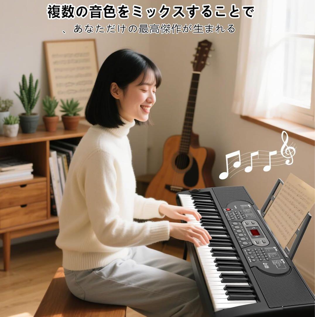 電子ピアノ 61鍵盤 70デモ曲 200音色 200リズム　LCDディスプレイ