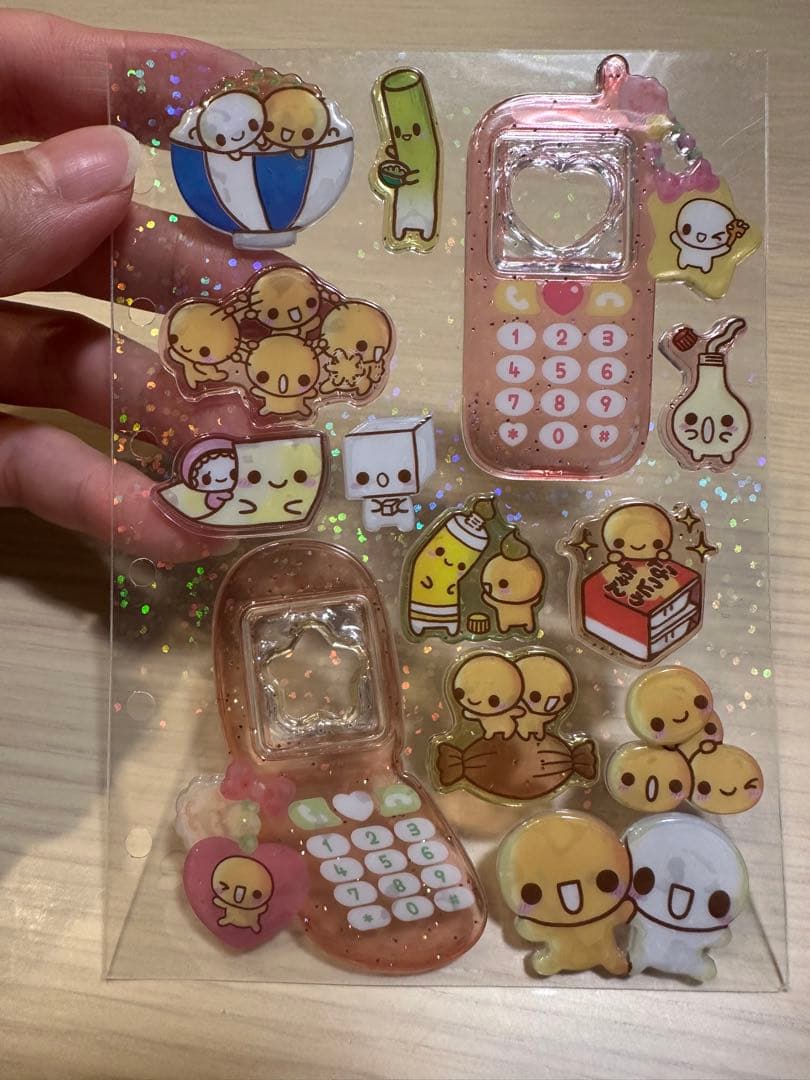 ボンボンドロップシール　ぷっくりシール　おはじきシール　　セットなっとうちゃん