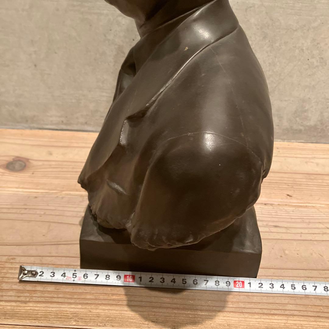 盛岡勇夫 作 ブロンズ 銅像 胸像 立体写真像 昭和レトロ 珍品 置物 飾り物