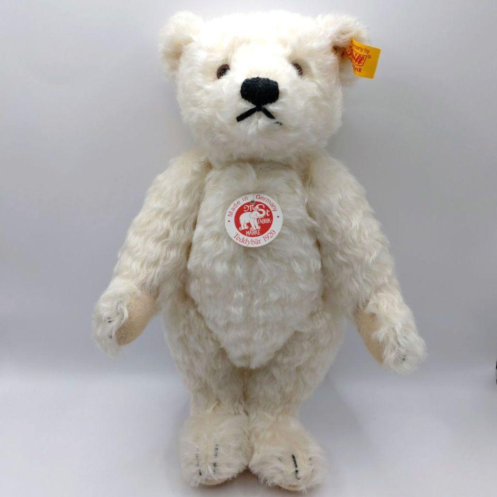 シュタイフ Steiff テディベア 黄タグ ホワイト ドイツ製 25cm