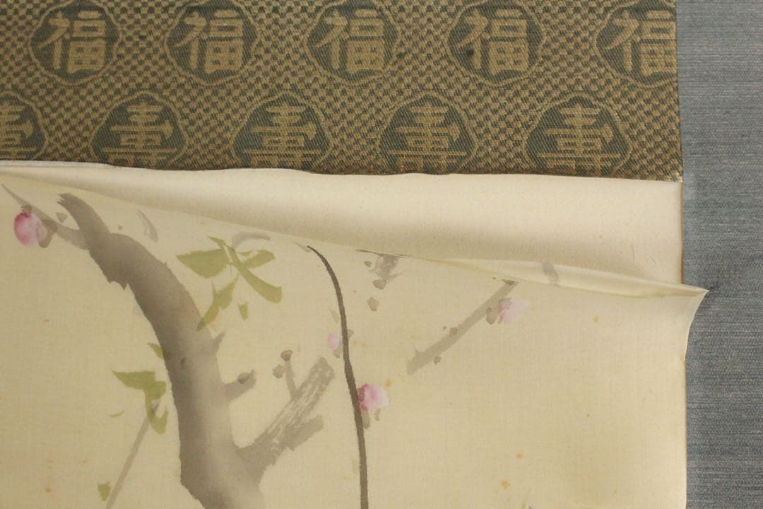 No5755 掛軸　加藤英舟　柳燕之図　絹本着色　合箱　日本画　花鳥　送料無料