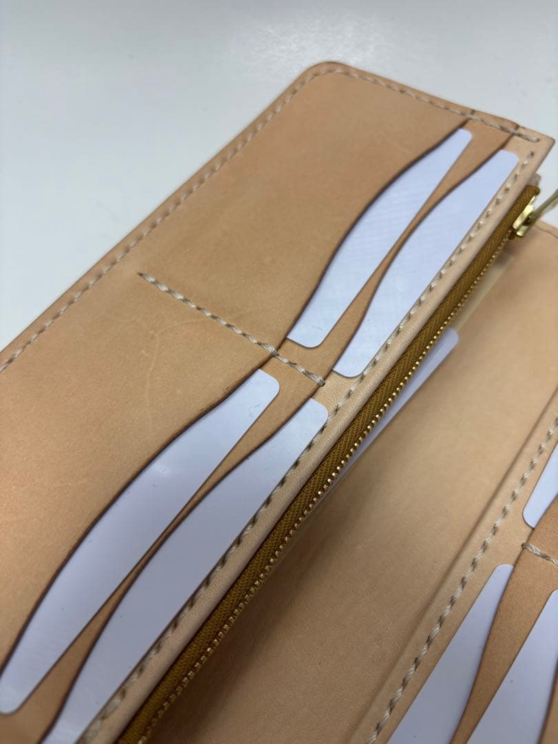財布　ロングウォレット　ヌメ革　ナチュラル　レザークラフト