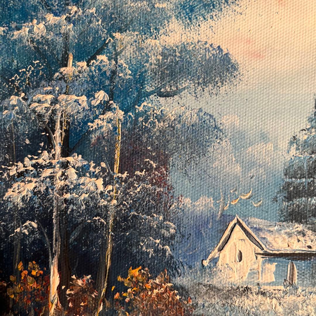手書き油絵 山河の風景 額付 絵画 インテリア 油彩画