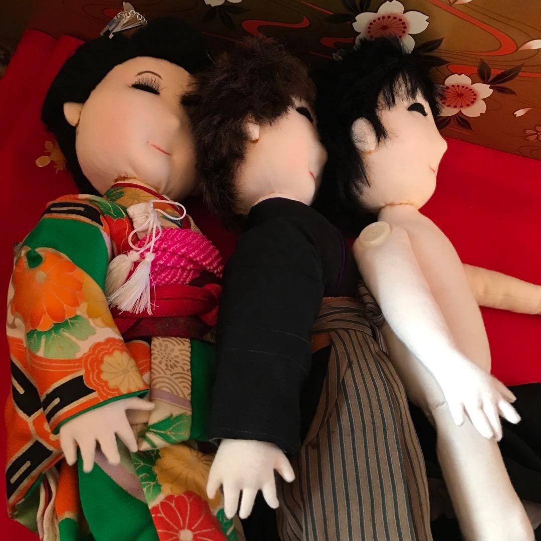 裸 も可　創作市松人形　布人形　米山京子風　男女ペア　ウエディング　雛人形