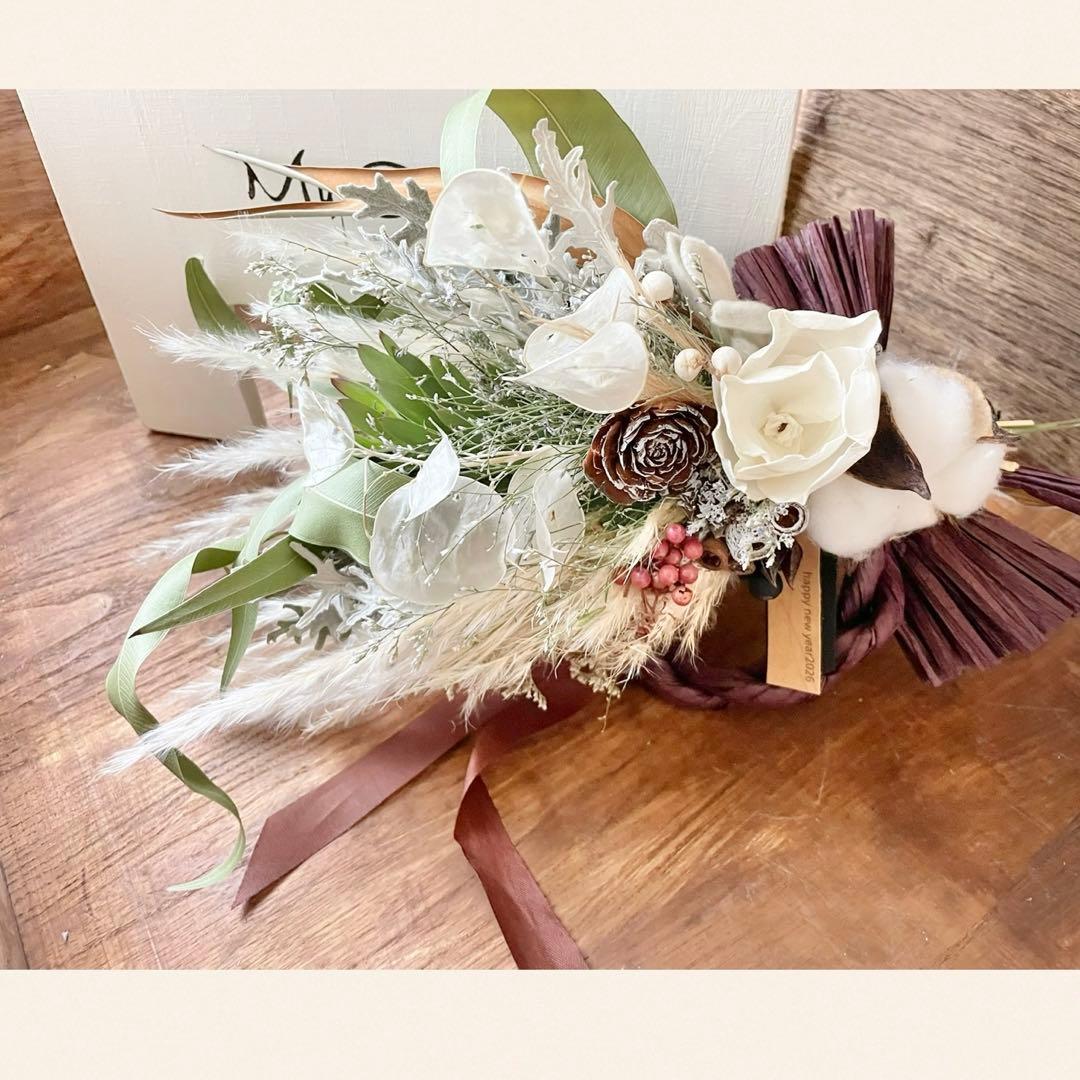 2026 happy new year dry Flower しめ縄飾り