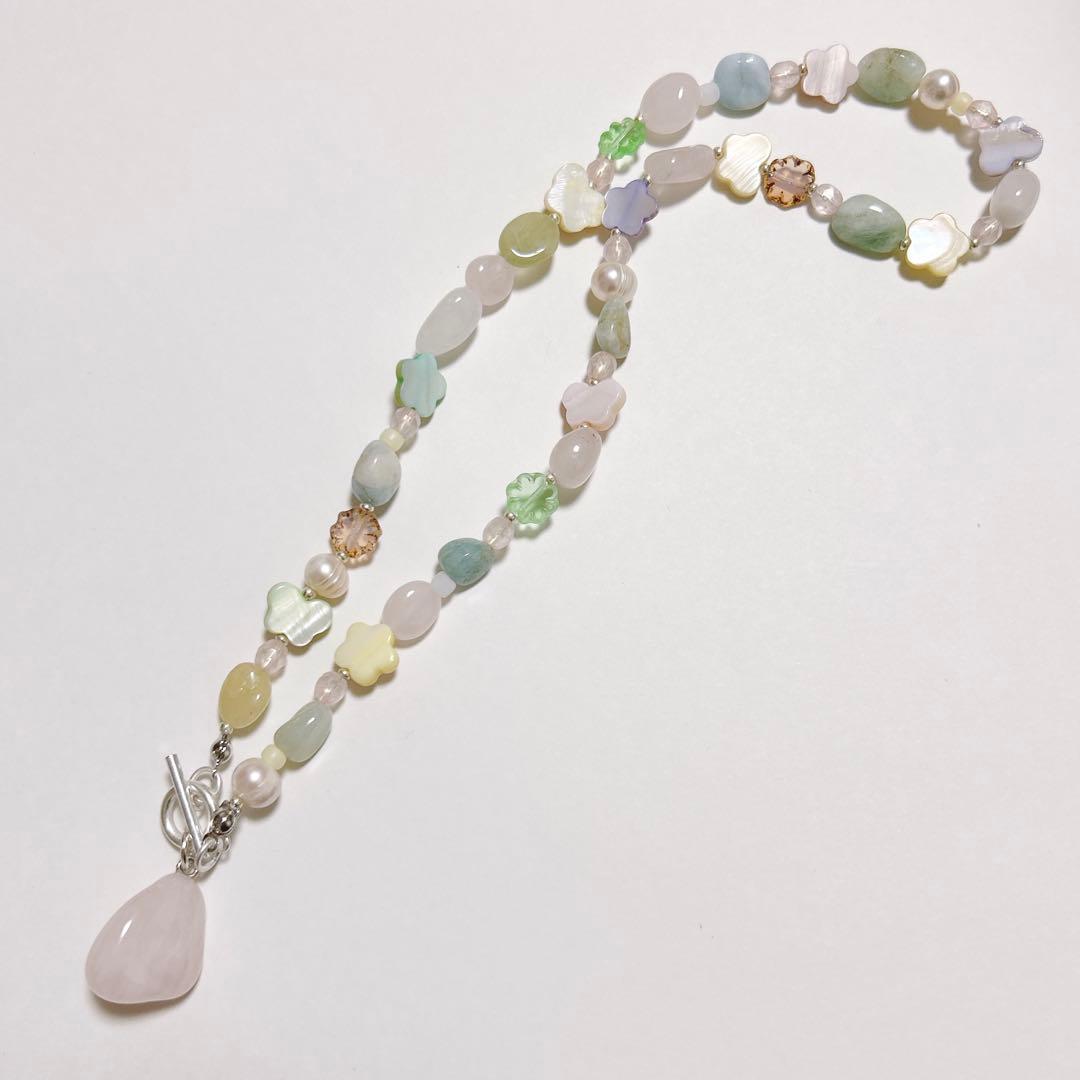 no.455／a'moureveビーズネックレス　ハンドメイド　韓国　古着
