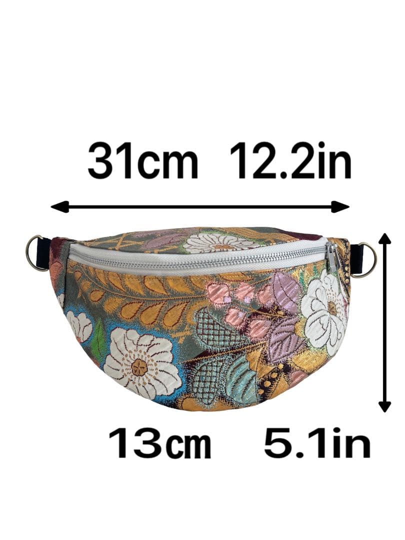 辻ヶ花 着物シルク帯リメイク クロスボディバッグ／ボディバッグ｜一点物