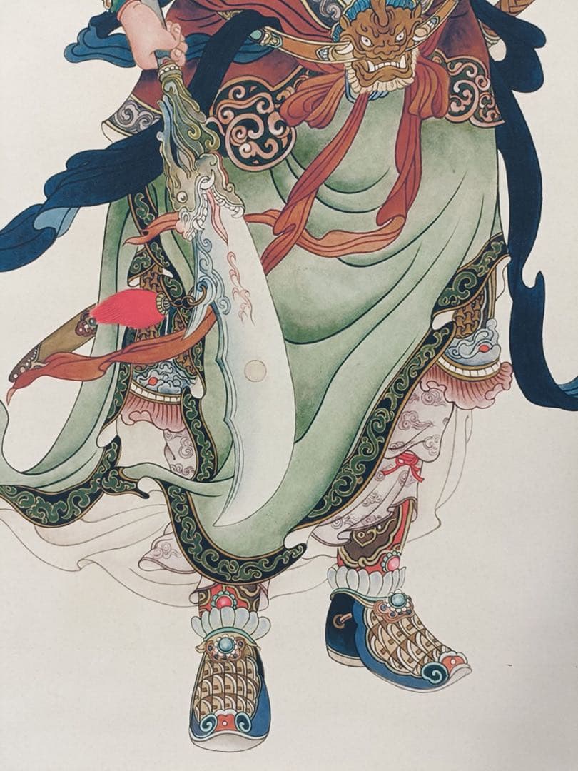 【丁云鹏】关公 中国画 掛け軸 水墨画 和室 玄関 茶室 壁掛け 美術品