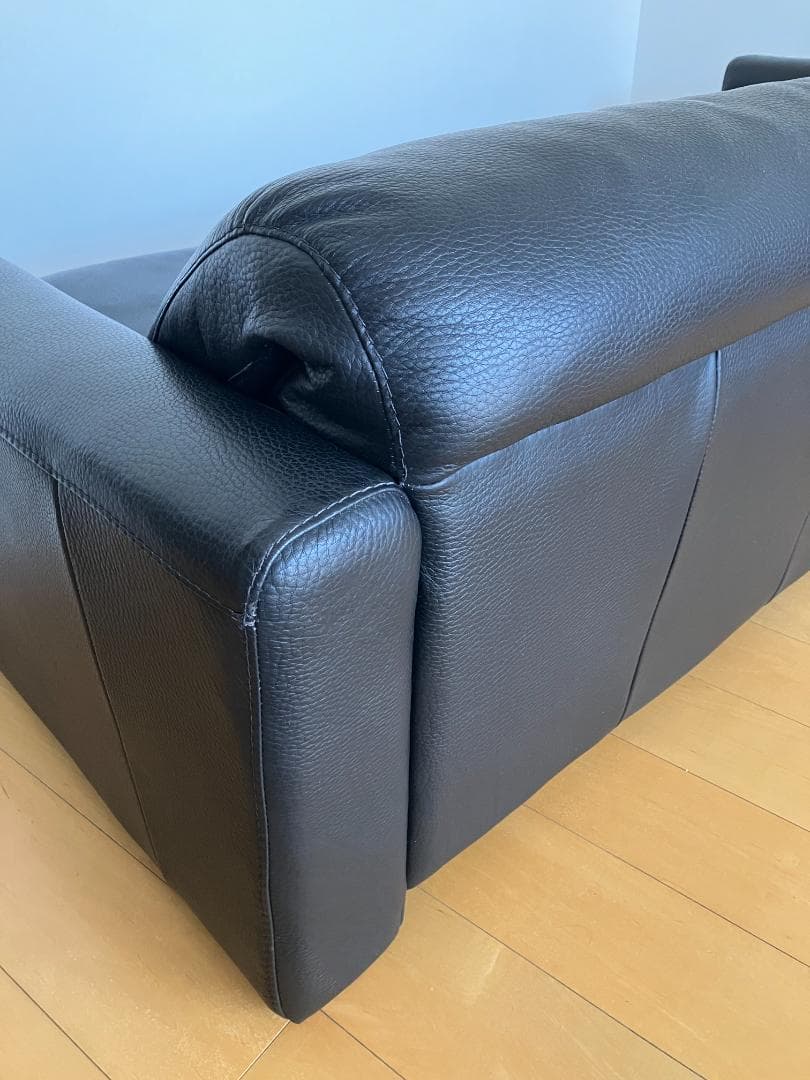 【ローバックにもハイバックにもなる】大塚家具 本革ソファ ブラック