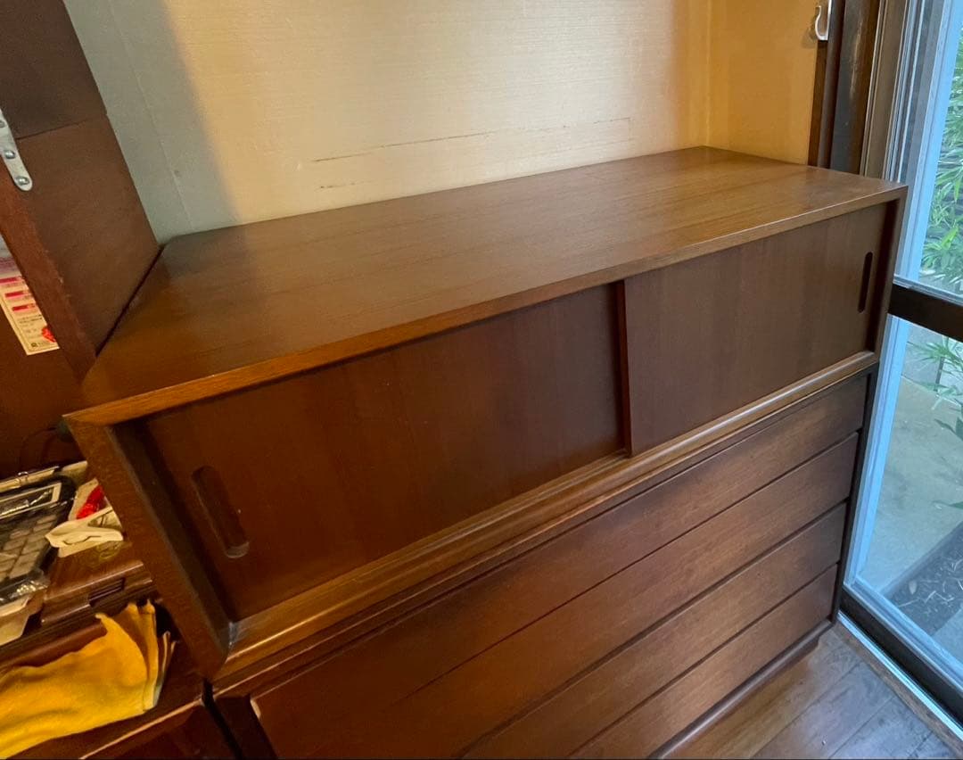 木製 収納家具 整理戸棚　レトロ アンティーク ヴィンテージ　引き戸　強固棚