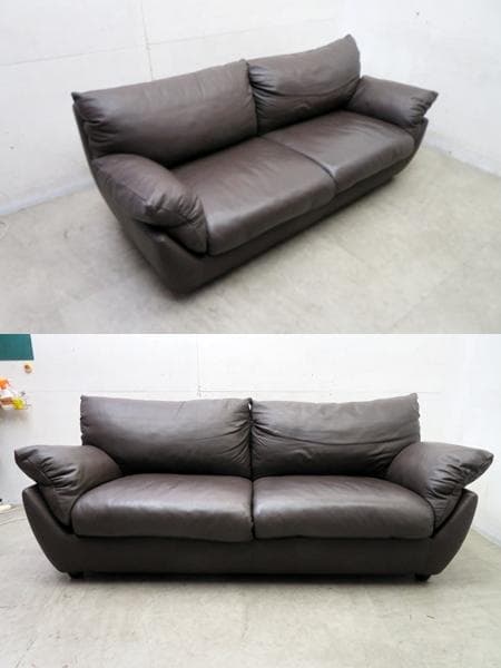 美品■フクラ■クリビア■総革/本革■3人掛けソファ■アクタス■モダン■68万円■
