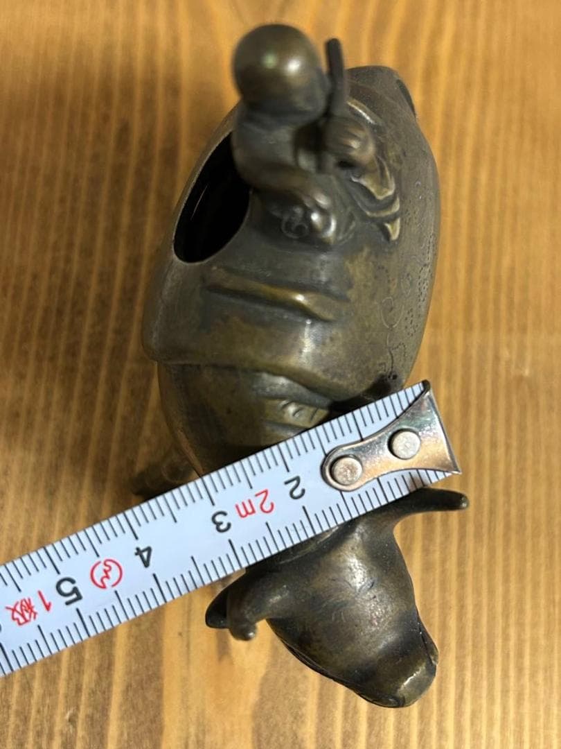 香炉　牧童 牛 笛吹き 置物 オブジェ アンティーク　昭和　骨董品　金属製
