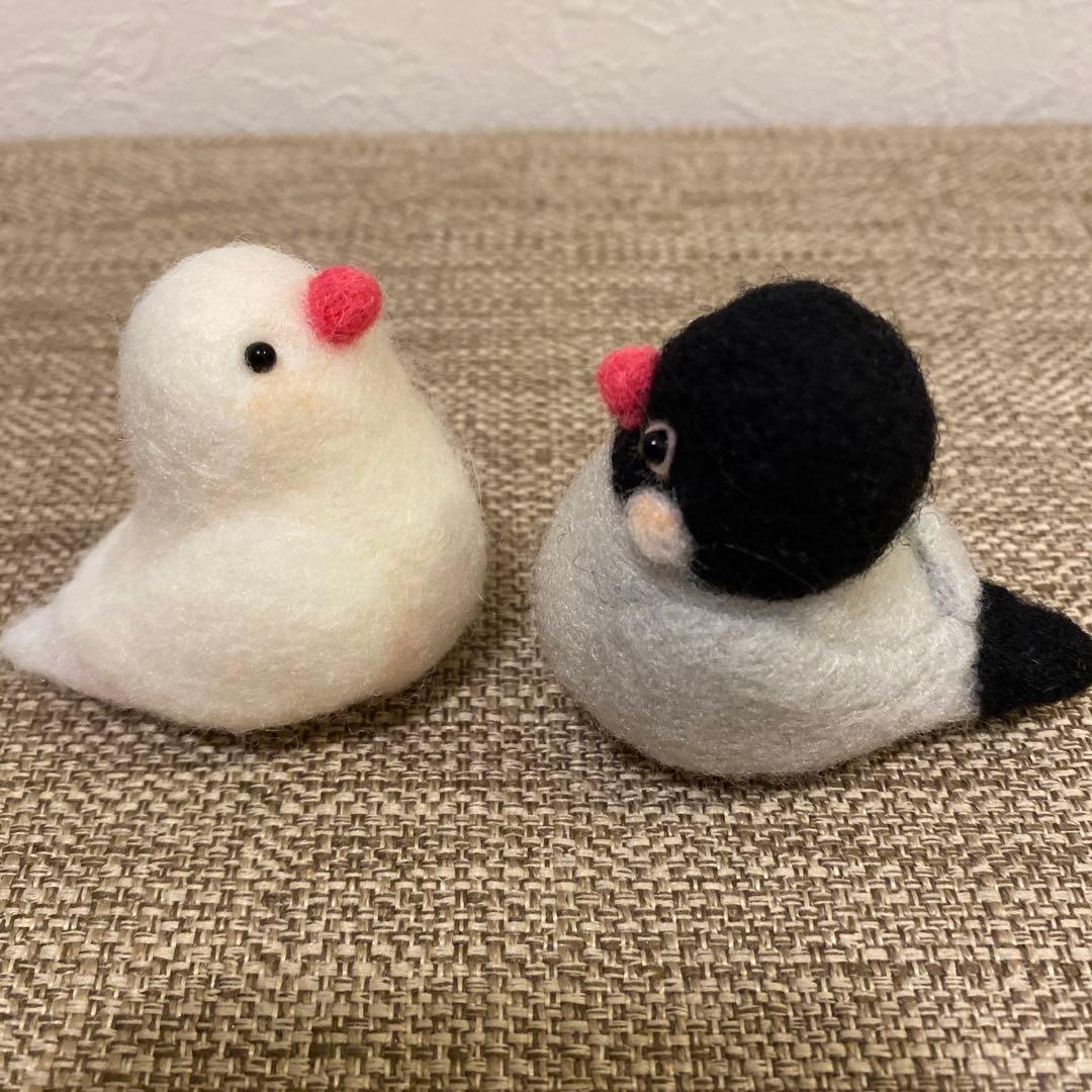 フラワーリース&羊毛フェルト文鳥さん