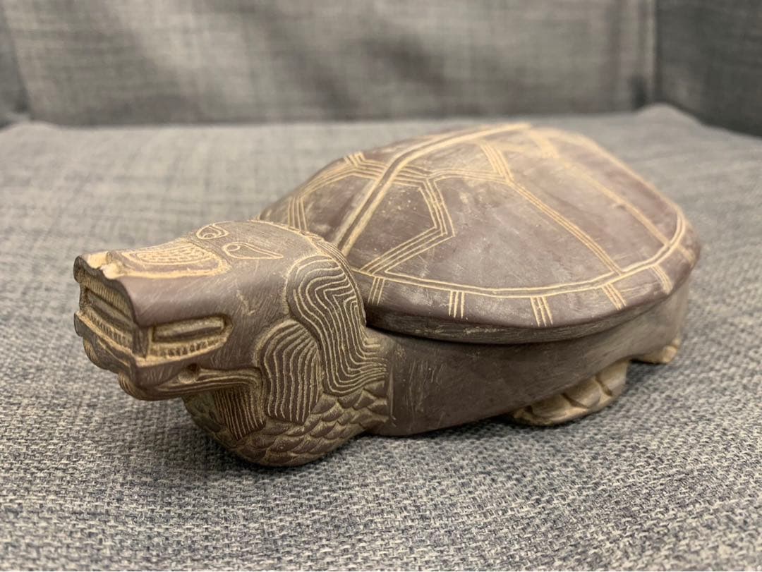 唐物 中国古玩 中国亀硯 亀 硯 16×11cm 重さ1240g 箱 骨董