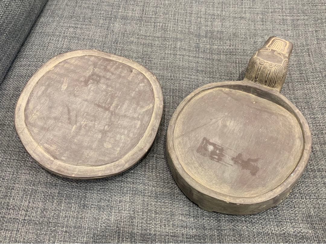 唐物 中国古玩 中国亀硯 亀 硯 16×11cm 重さ1240g 箱 骨董