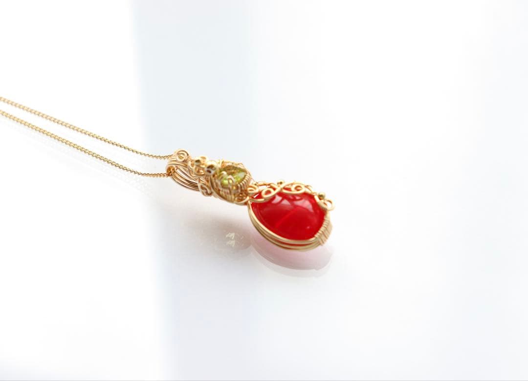 アンダラクリスタルのワイヤージュエリーネックレス✧ドラゴンズブラッド✧ペンダント
