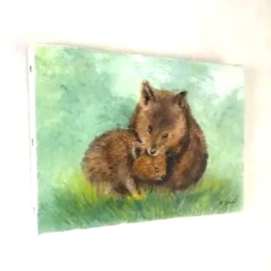 クオッカの親子　油彩画