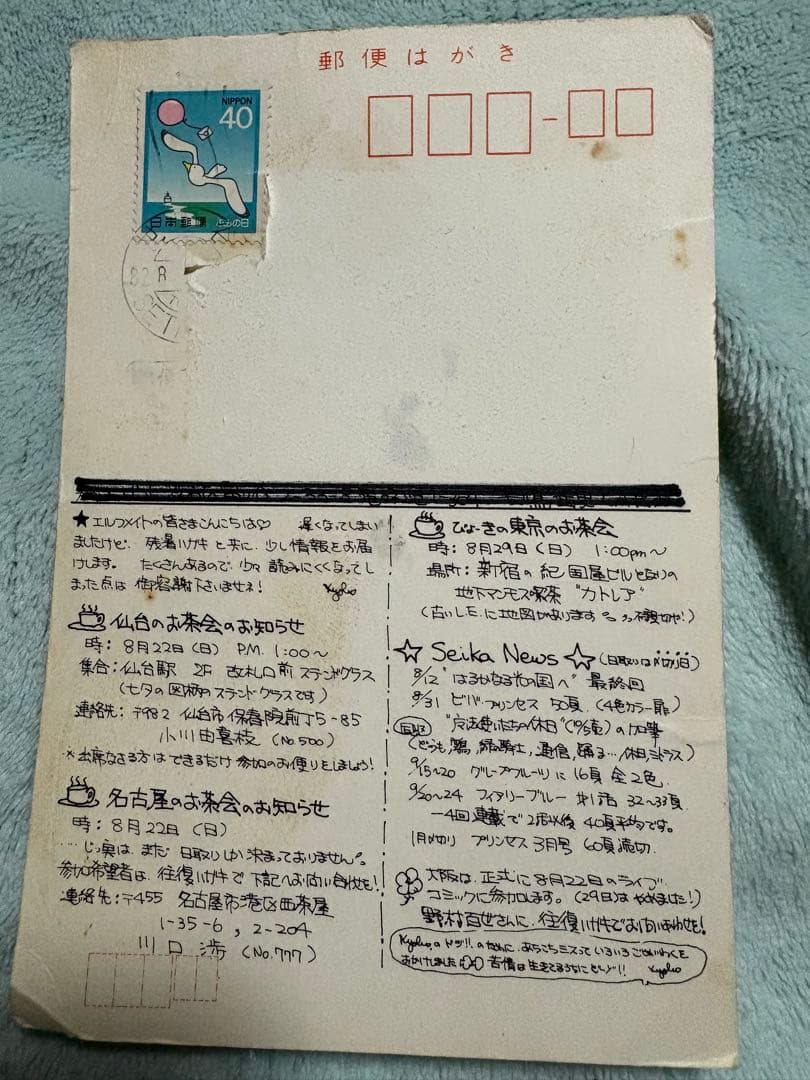 中山星香　ポストカード（絵葉書）14枚＋ファンクラブ暑中見舞