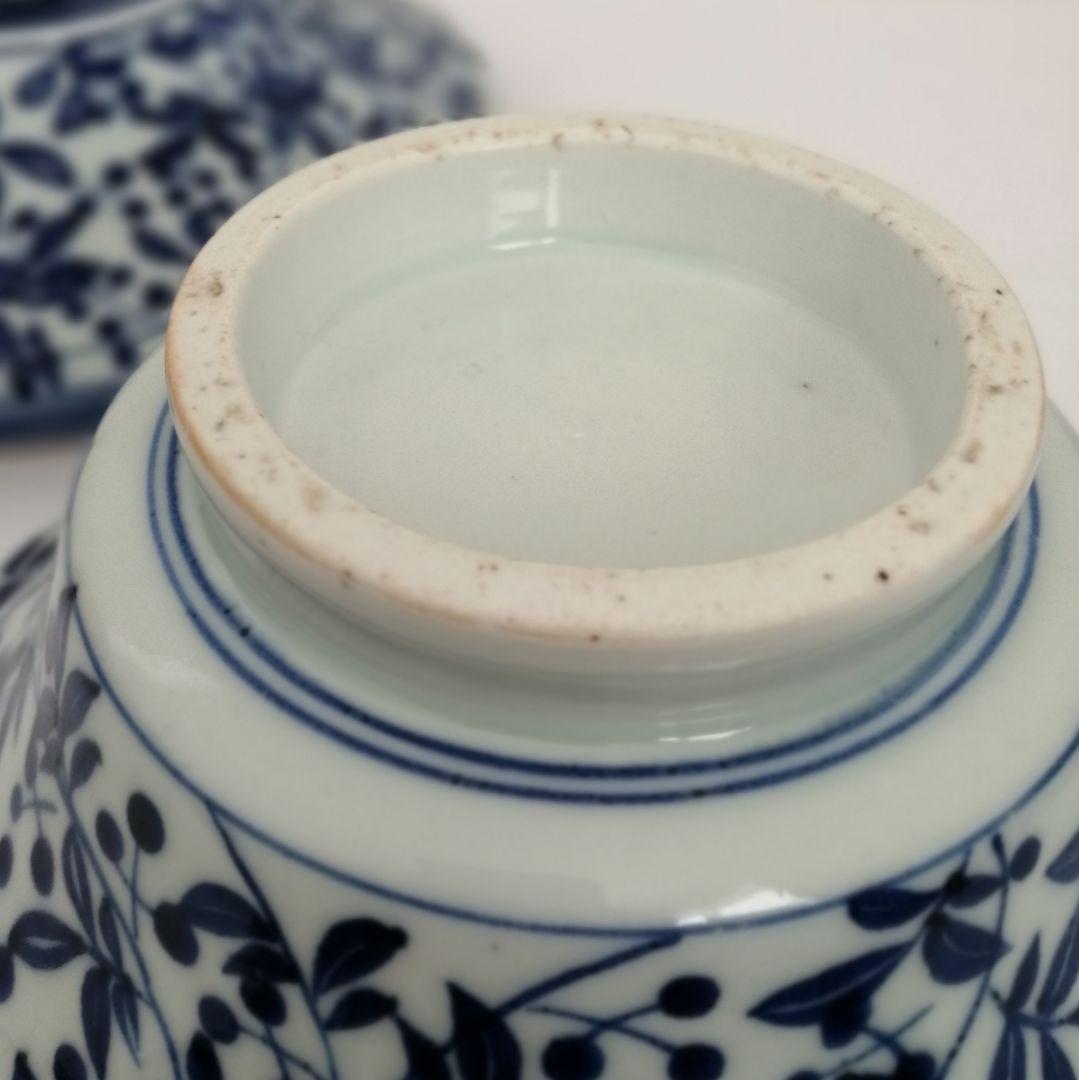 古伊万里　染付　南天文様　食籠　蓋物