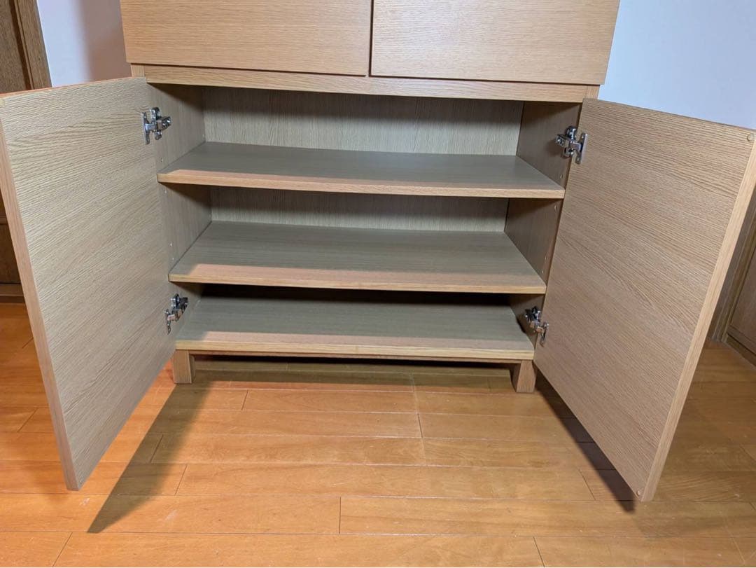 ■送料込■無印良品 木製キャビネット 木扉 棚 収納 廃盤品 キッチンチェスト