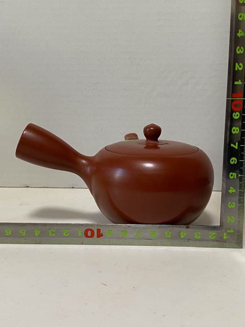 煎茶道具常滑焼 朱泥急須横手急須陶器 茶器 在銘