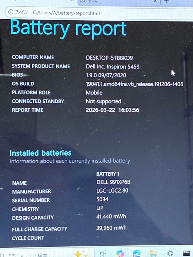 Windowsノート本体 Dell Inspiron 5459 Windows10