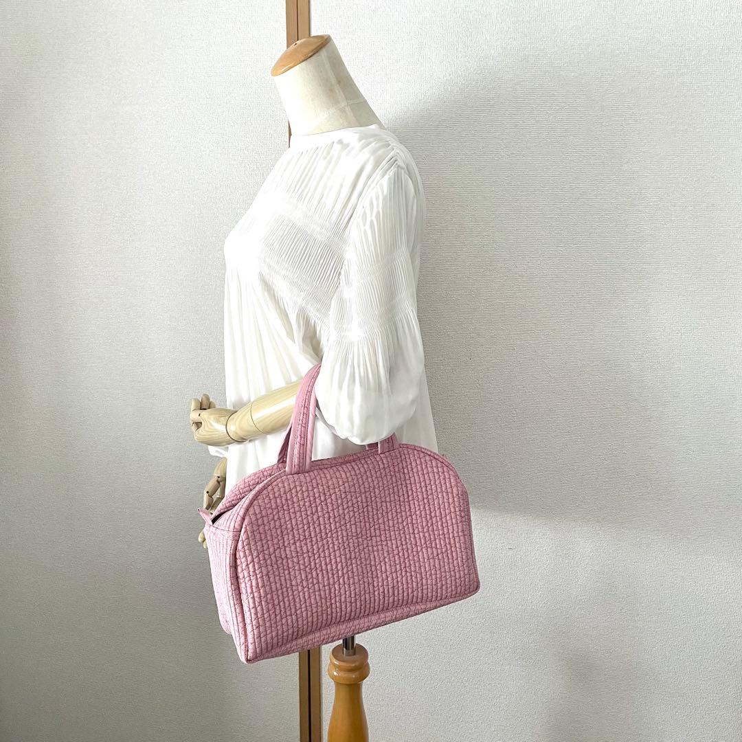 ボストンバッグ ヌビバッグ　ローズピンク　ハンドメイド