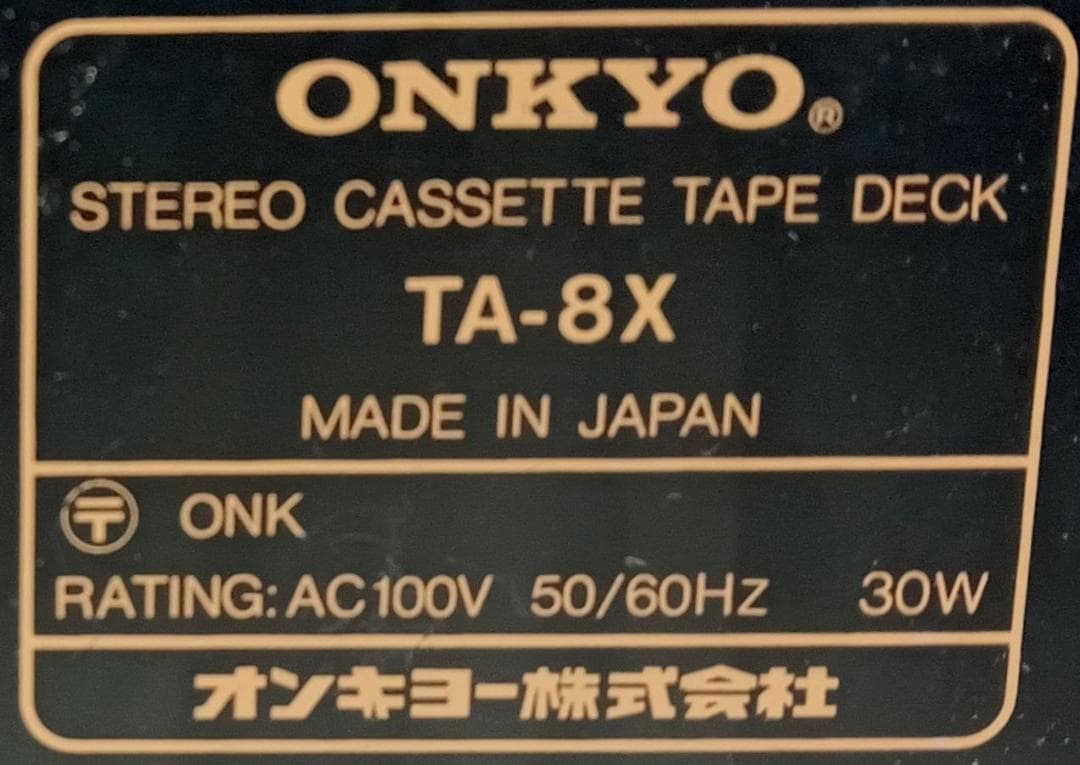 ●●ONKYO ステレオカセットデッキ（TA-8X）動作品●●