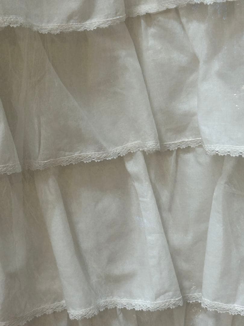 ピンクハウス段々被せフリルレースホワイトエプロン、さえらお好きな方にも、サイズL