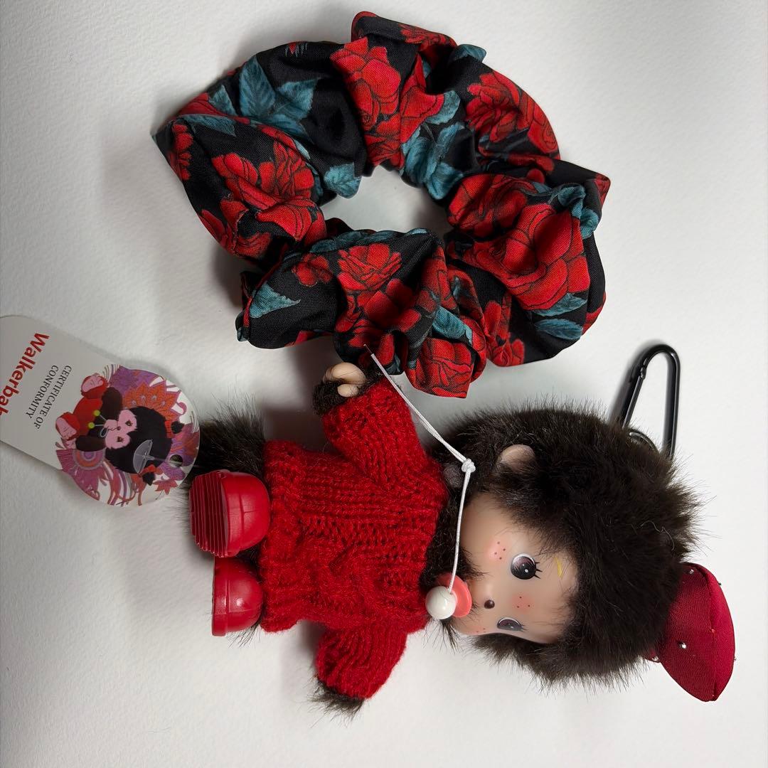 モンチッチ Walkerbaby ぬいぐるみ 花柄リボン