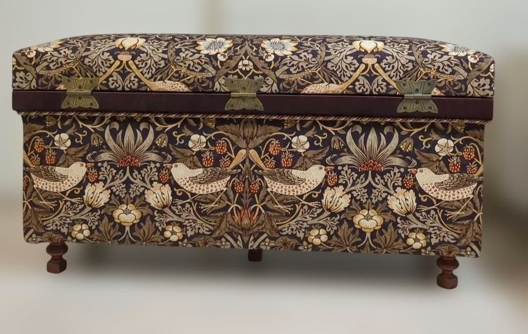【インテリア茶箱】ウィリアムモリスの生地で作った収納箱　ハンドメイド　大サイズ