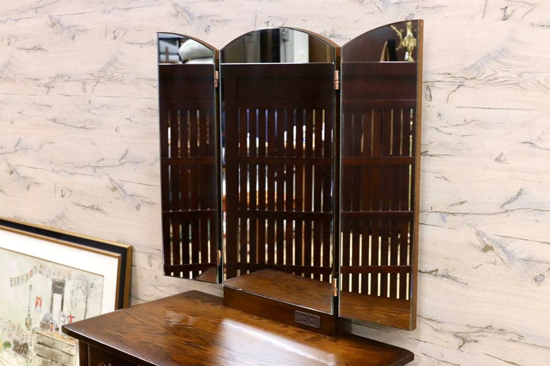 GMGH441○山室家具 旭川家具 エスポアール ドレッサー 鏡台 化粧台 三面