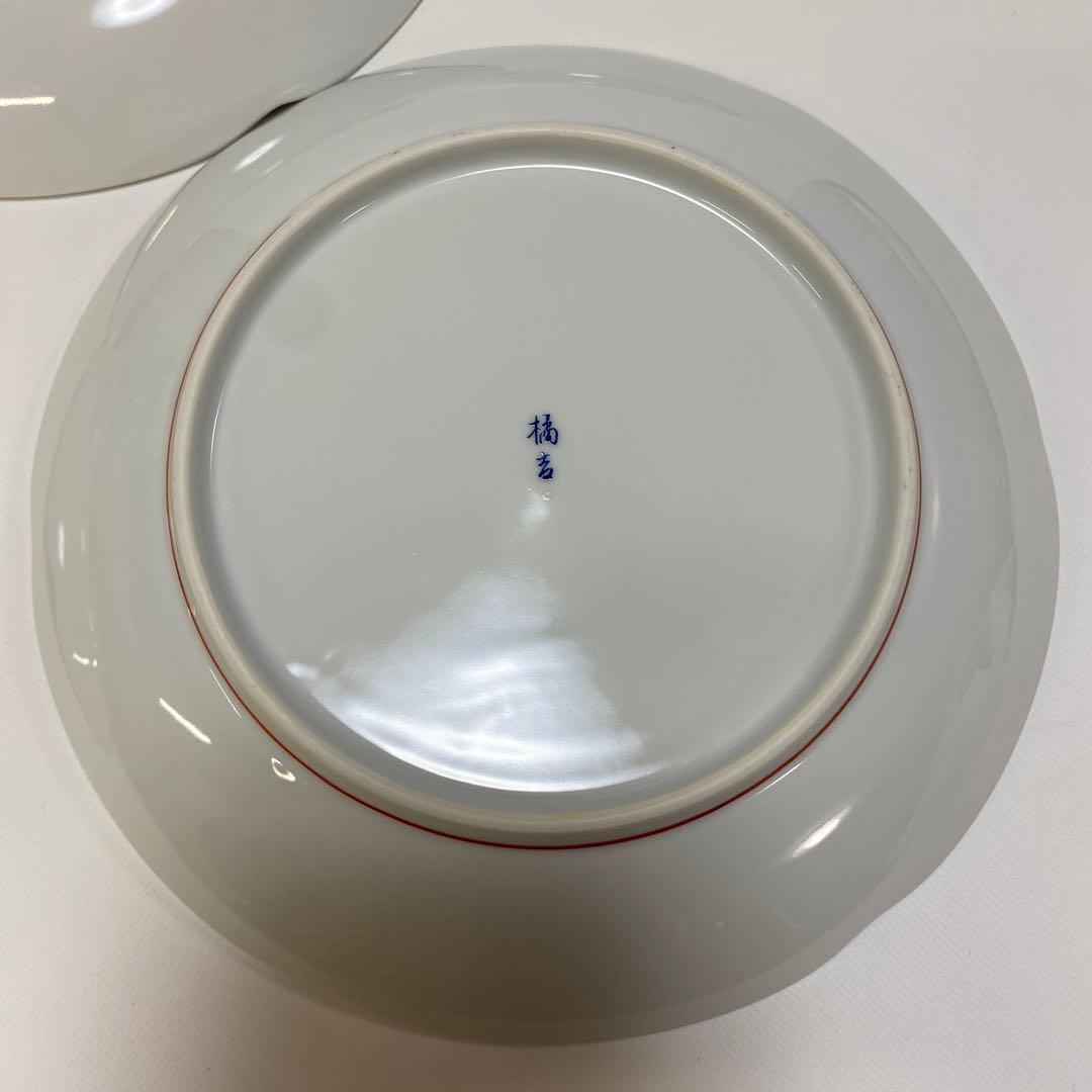 たち吉　花鳥　赤絵　金彩　丸　中皿　5枚セット　丸紋 初節句　和皿　希少品　呉須