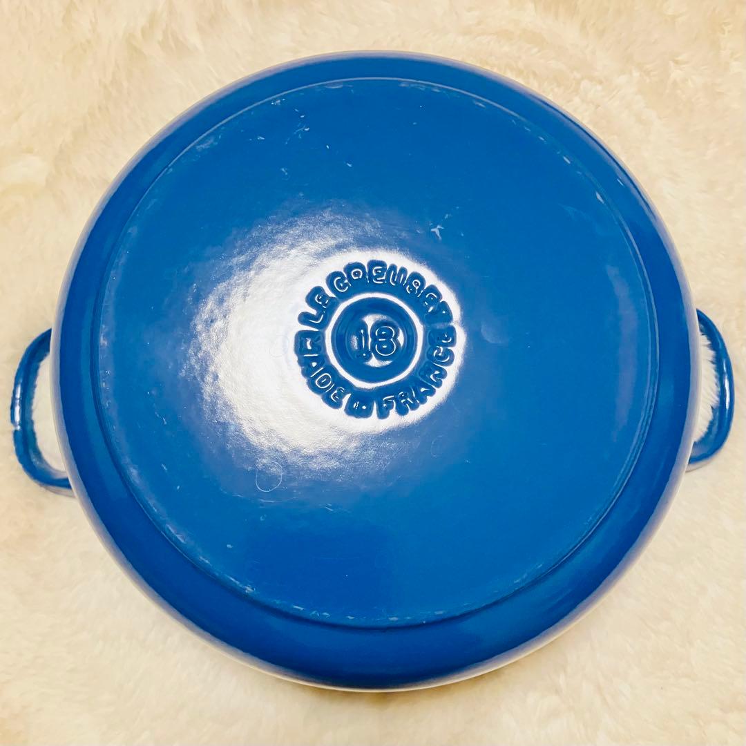 【LE CREUSET】ル・クルーゼ　18cm 両手鍋 ココットロンド　青