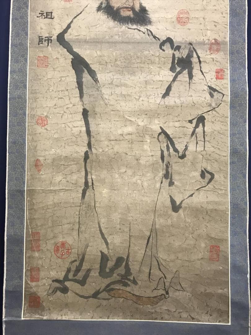 【複製】作者不詳/達磨図/ダルマ図/達磨大師/工芸品/掛軸/名家伝来AD-777
