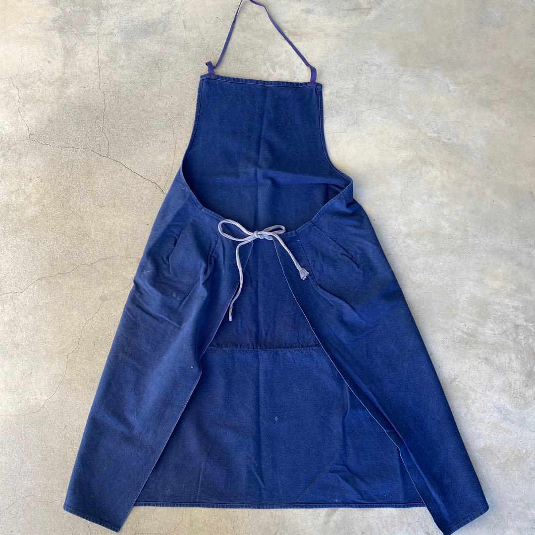 40s France vintage apron インディゴ染め